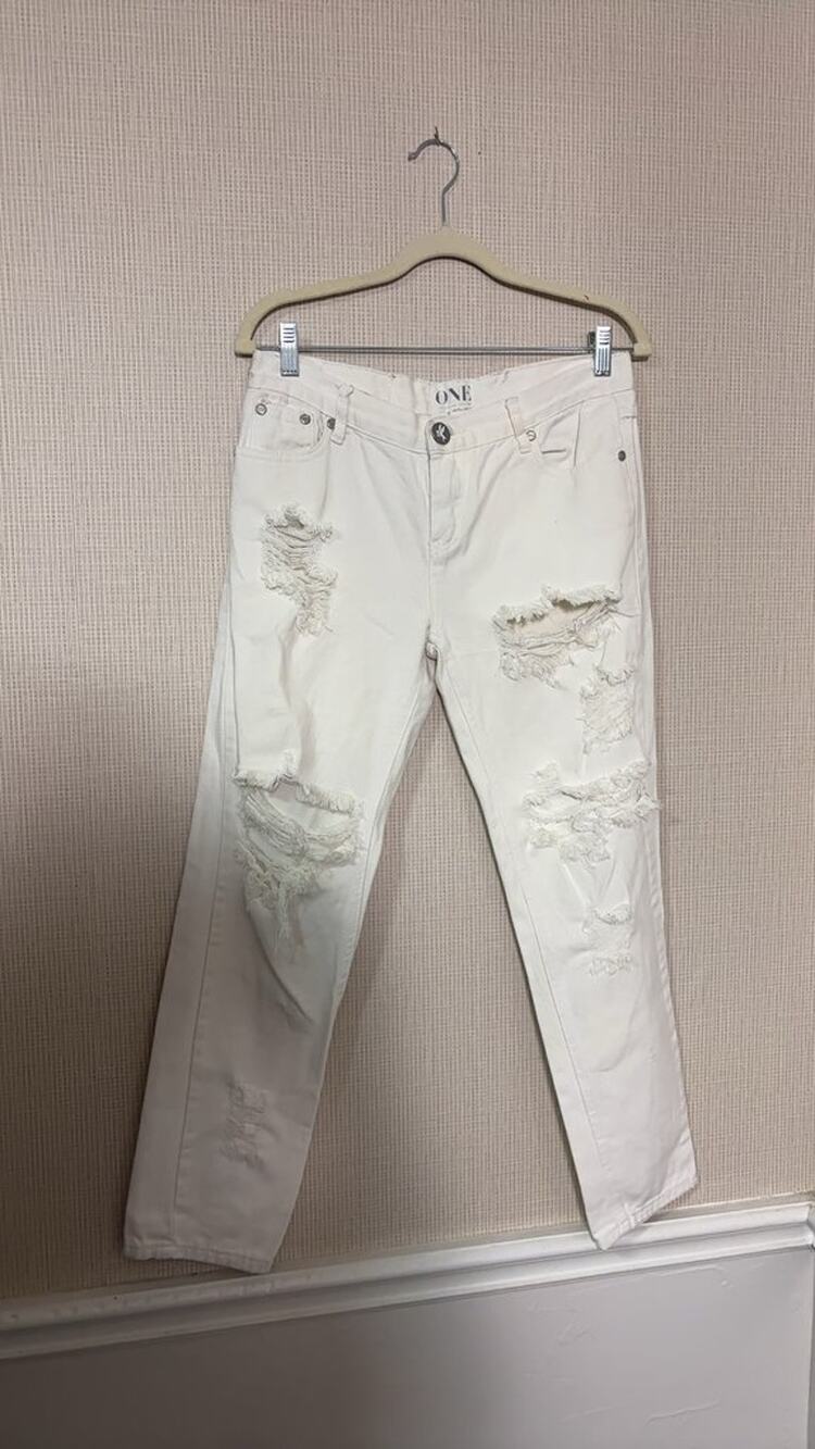 One Teaspoon Distressed White Jeans